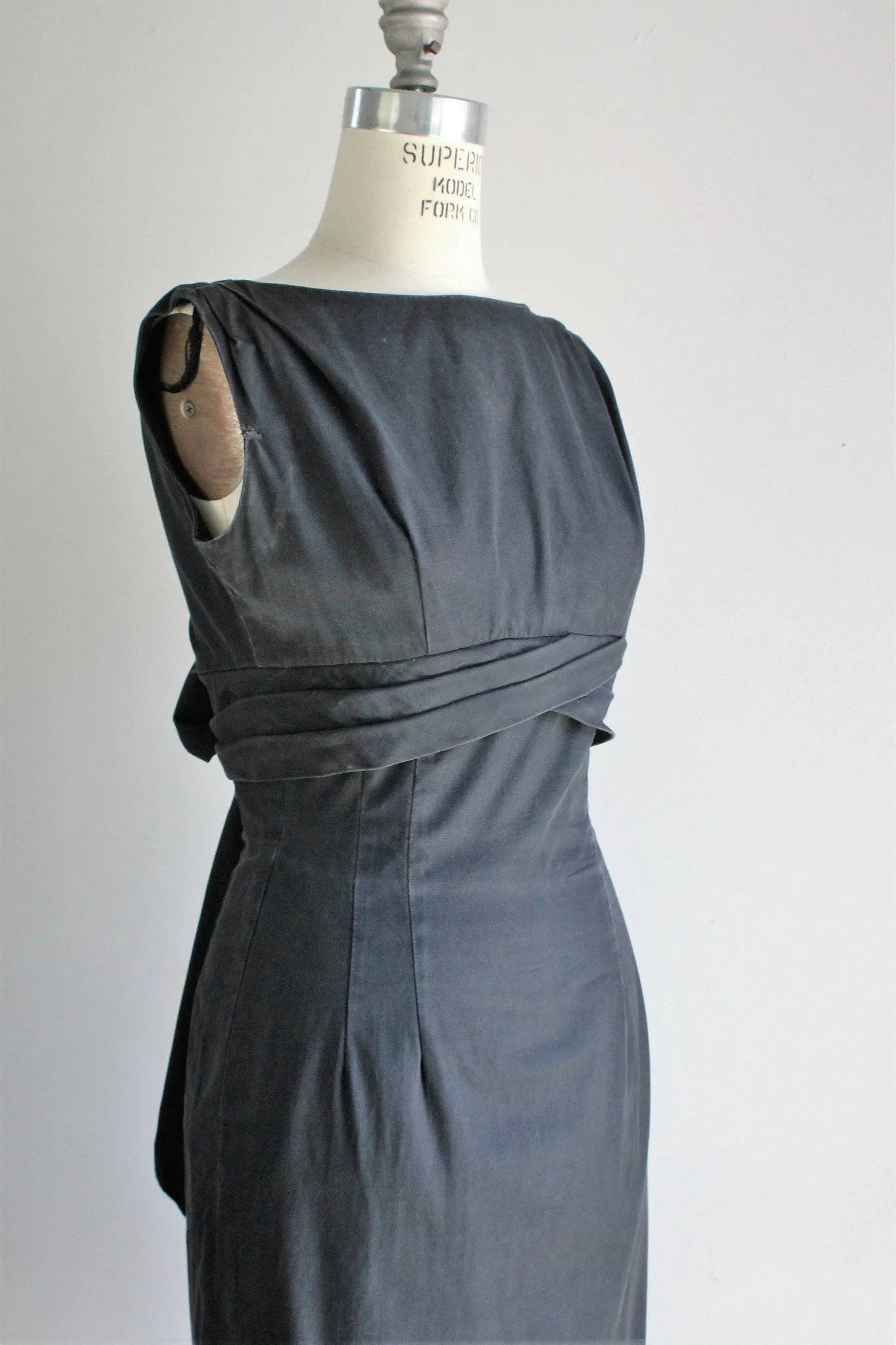Vintage 1950s or 1960s Black Cotton Faille Dress