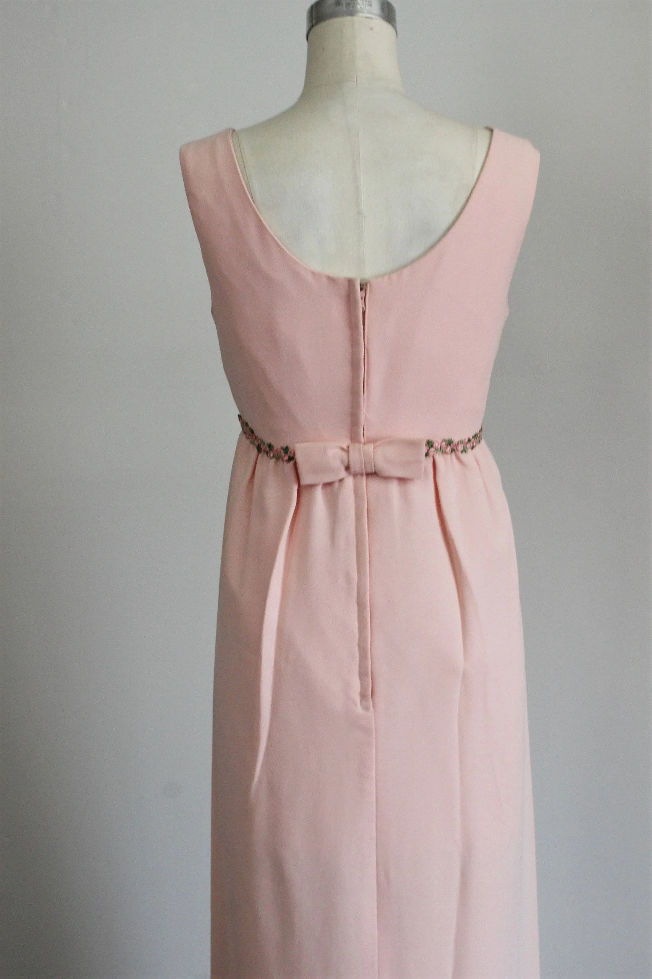 Vintage 1960s Pink Crepe Maxi Dress