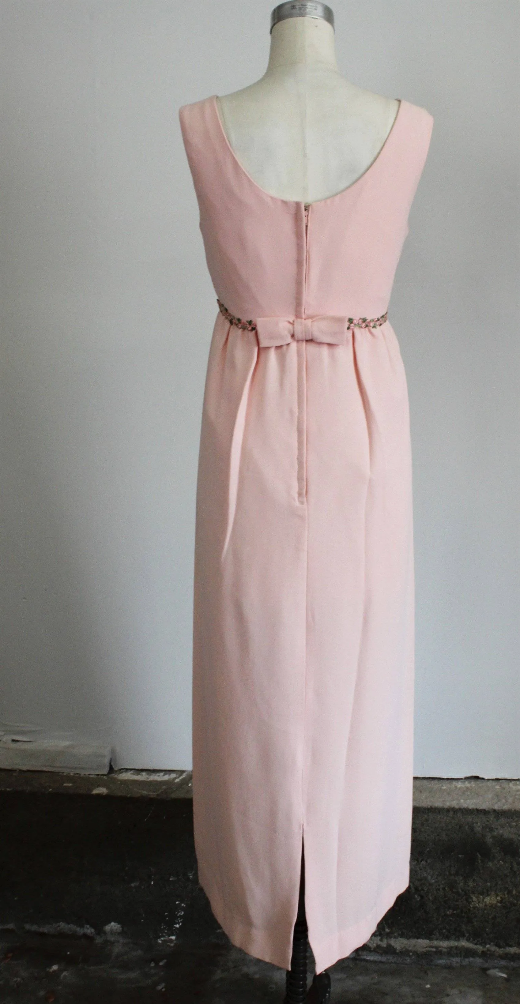Vintage 1960s Pink Crepe Maxi Dress