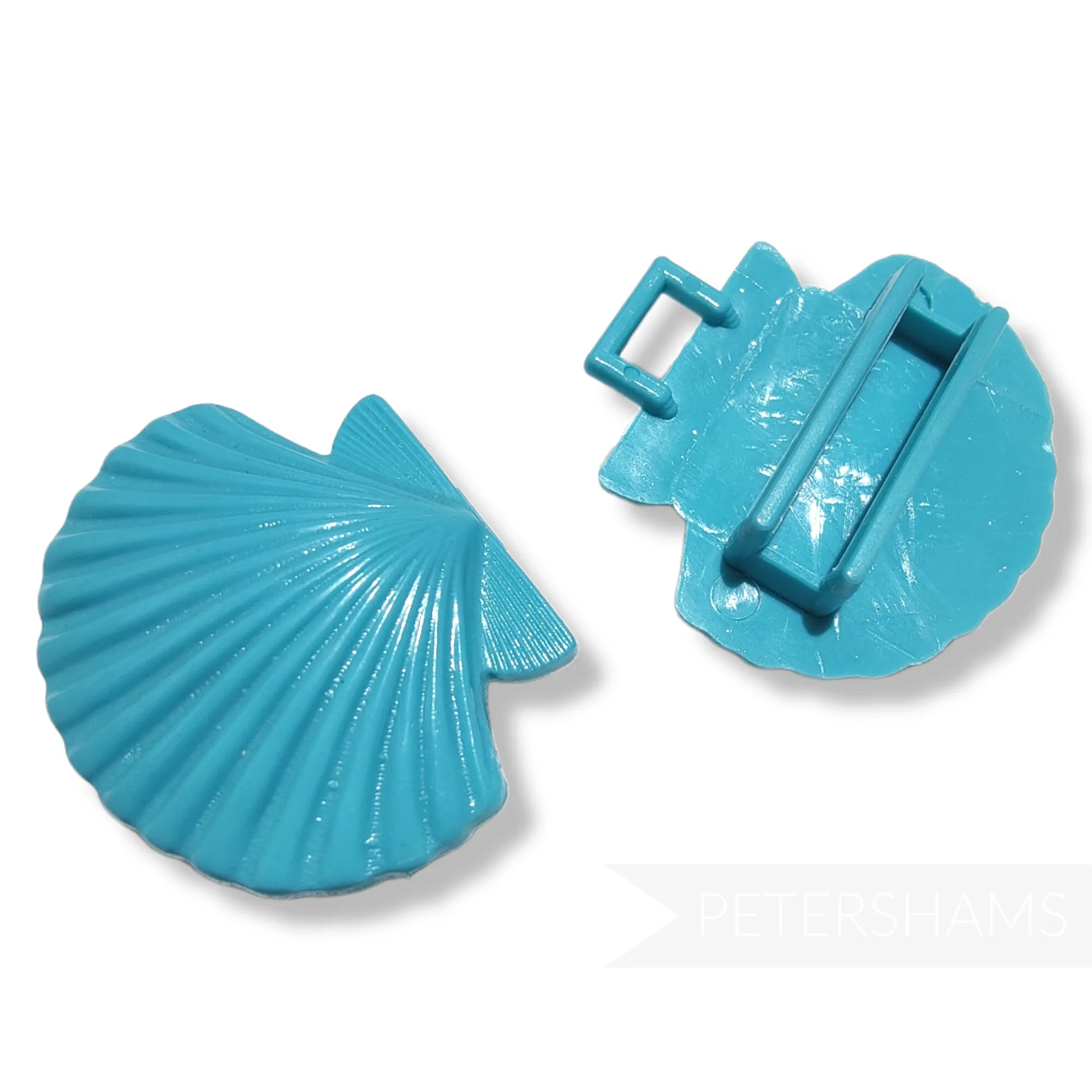 Vintage 1980s Seashell Plastic Hat / Belt Buckle 70x43mm
