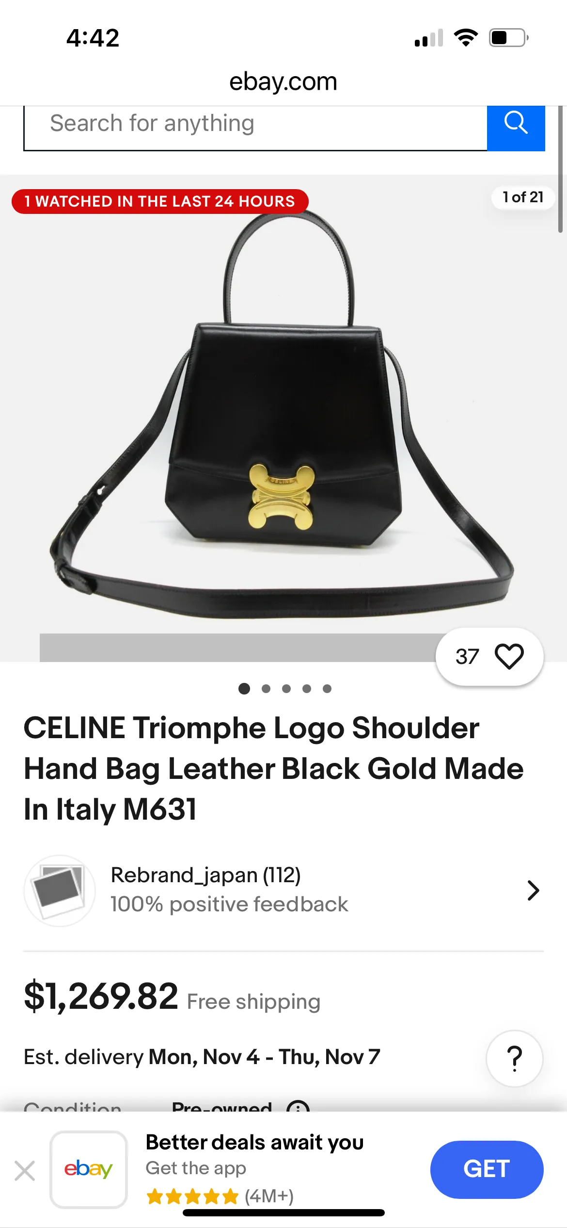 Vintage Celine Triomphe Suede Two-Way bag