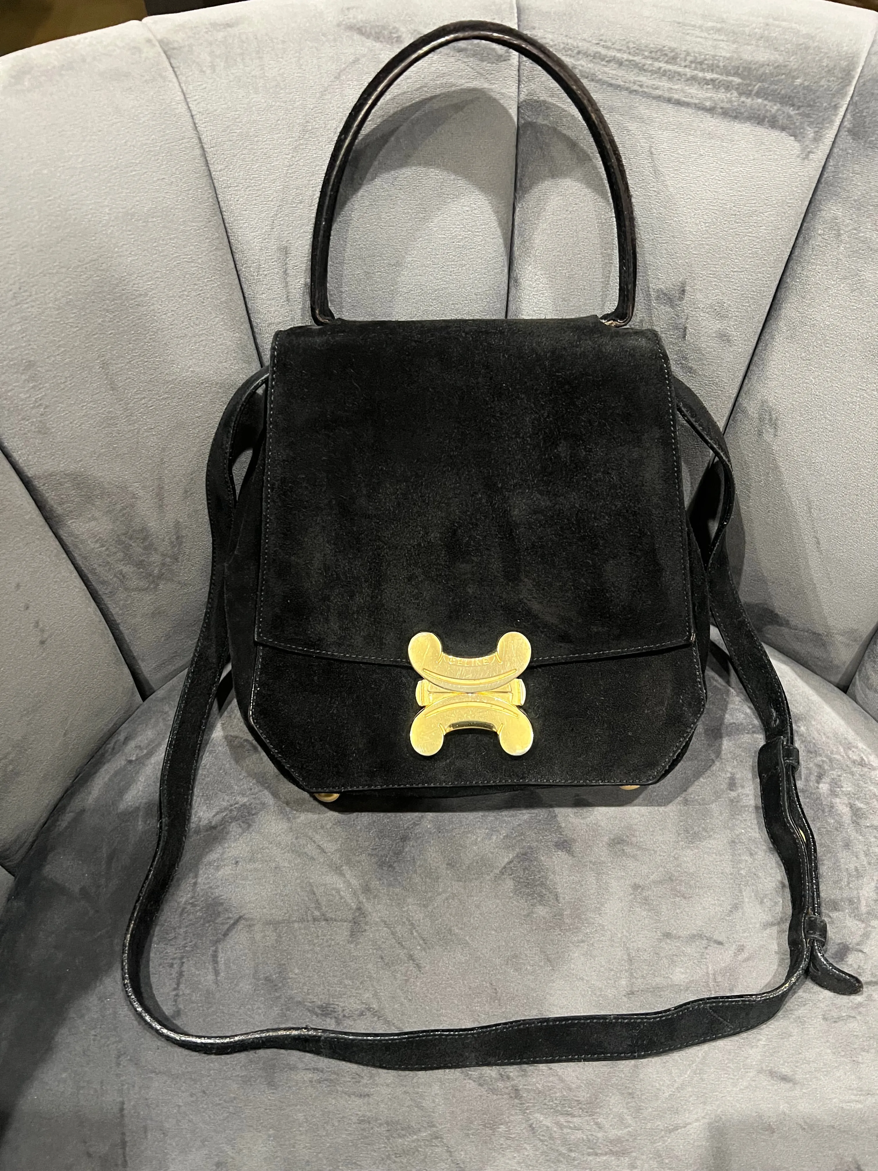 Vintage Celine Triomphe Suede Two-Way bag