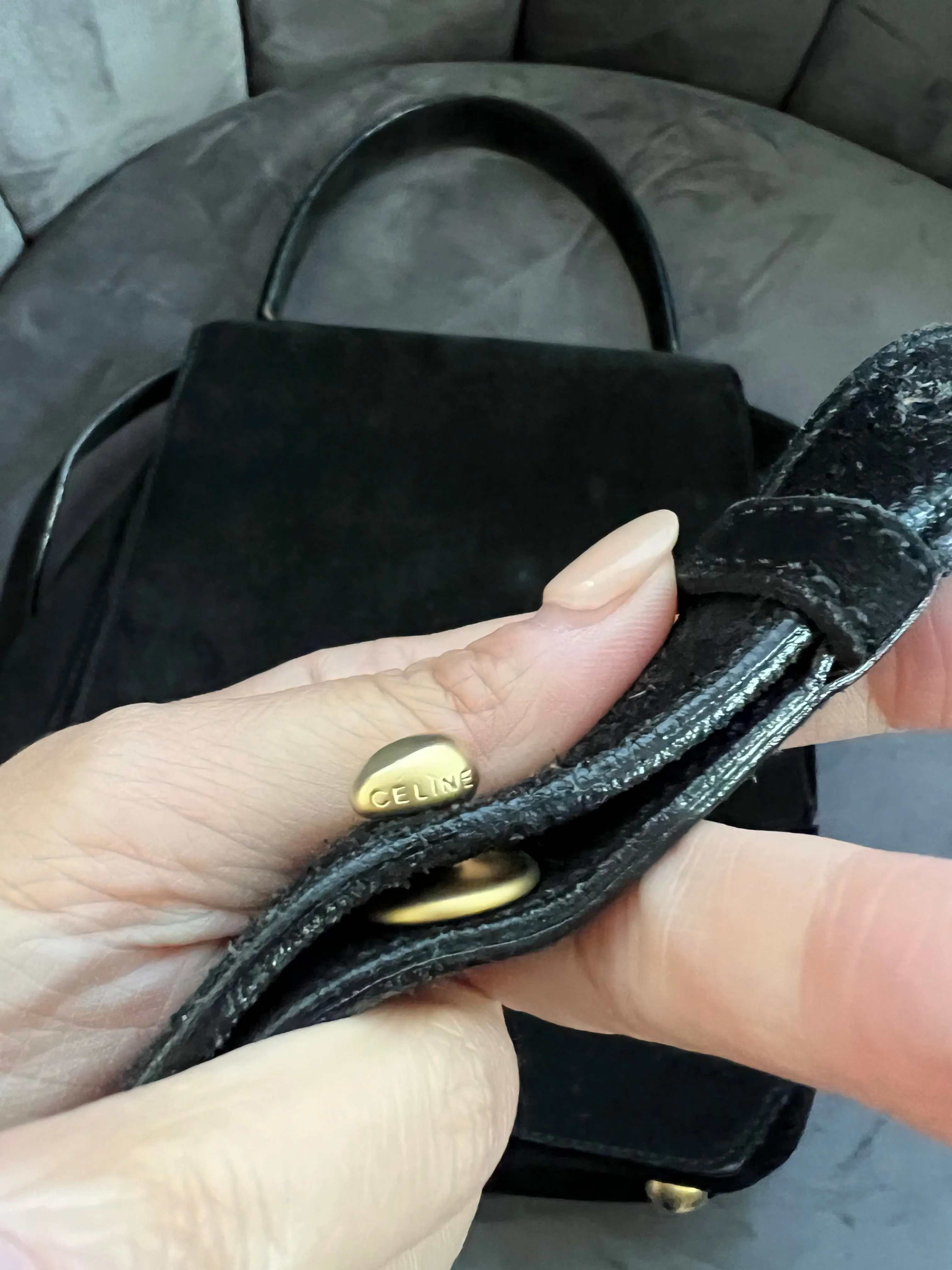 Vintage Celine Triomphe Suede Two-Way bag