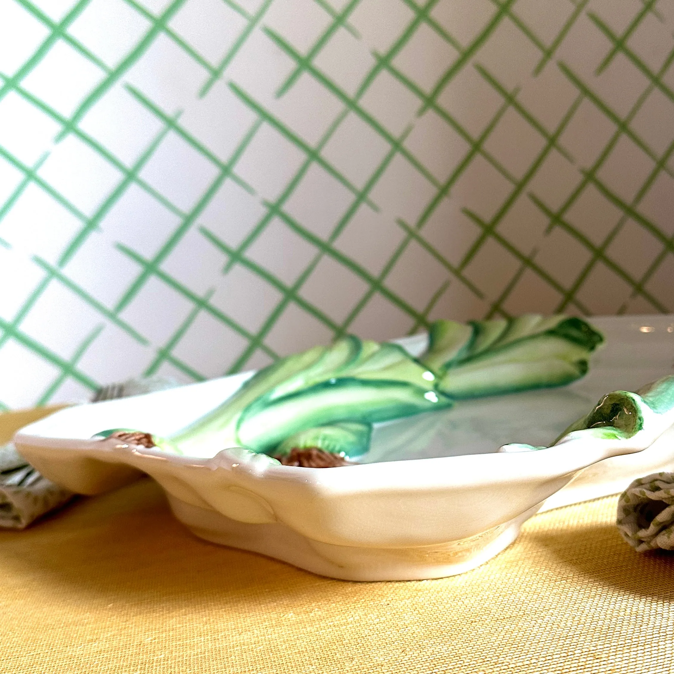 Vintage Ceramic Italian Leeks Tray/Serving Platter