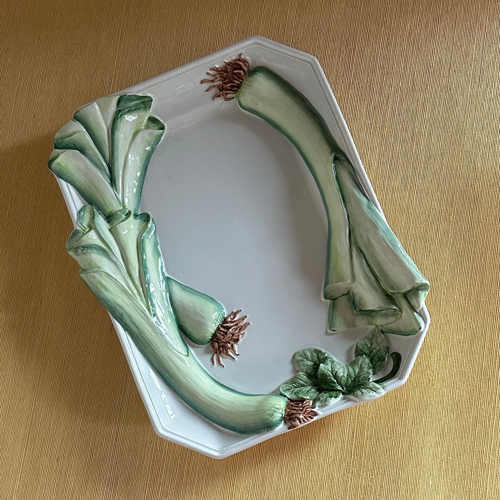 Vintage Ceramic Italian Leeks Tray/Serving Platter
