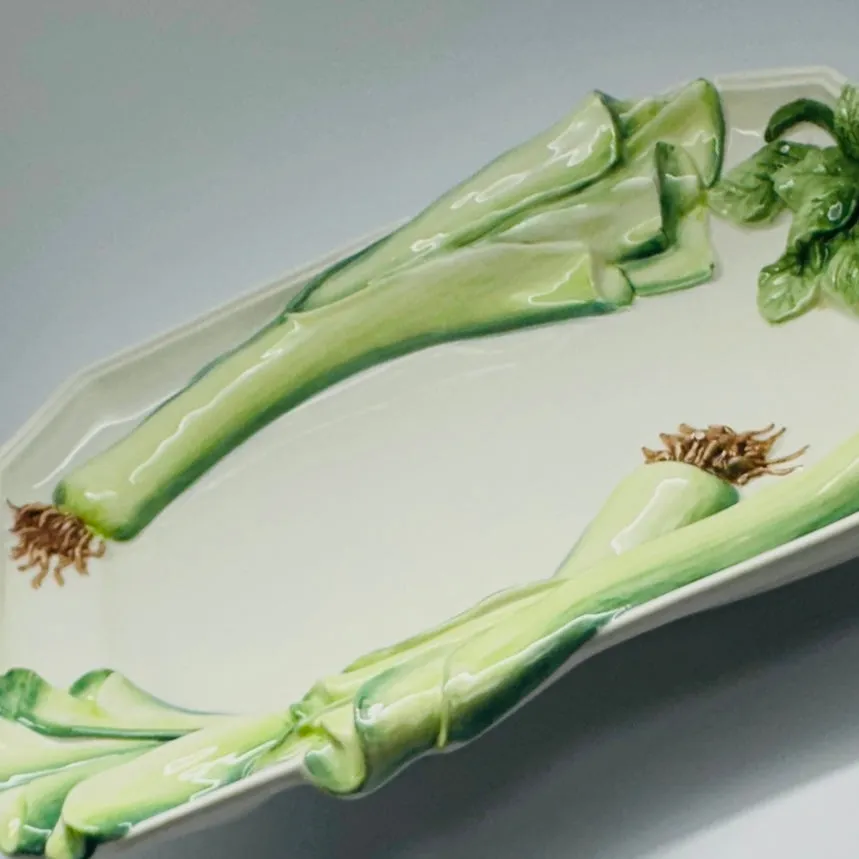 Vintage Ceramic Italian Leeks Tray/Serving Platter