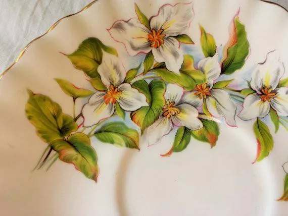 Vintage China Tea Saucer, White Trillium, Royal Albert