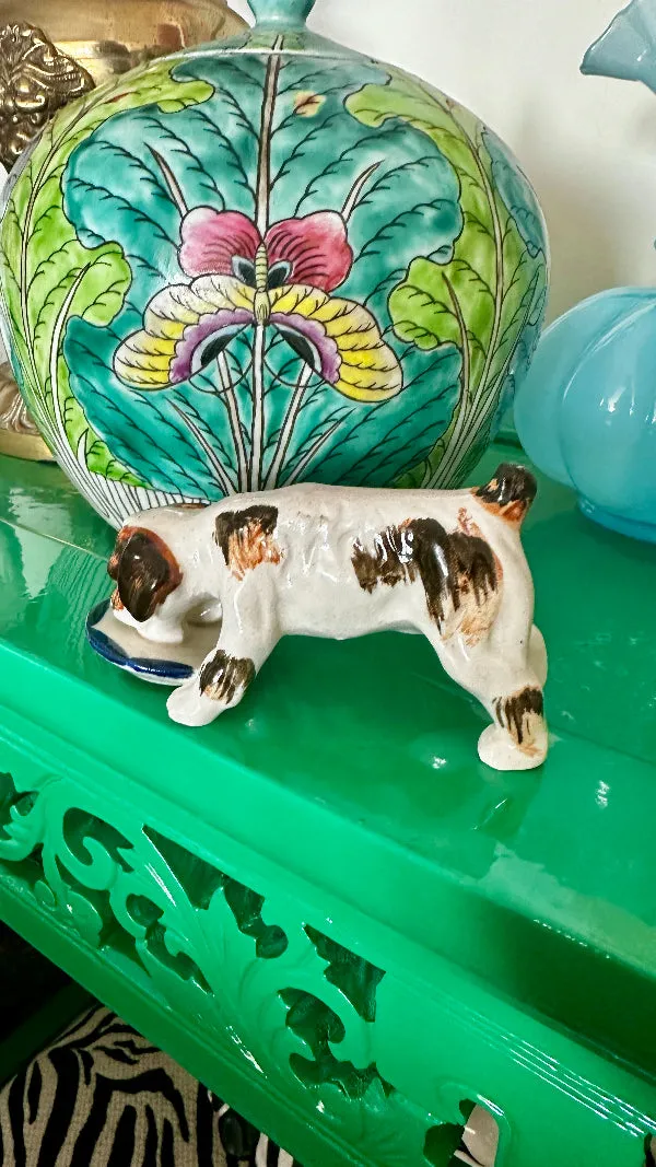 Vintage Dog Drinking Figurine, Occupied Japan