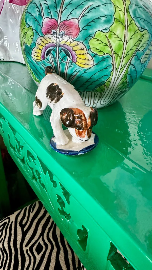Vintage Dog Drinking Figurine, Occupied Japan