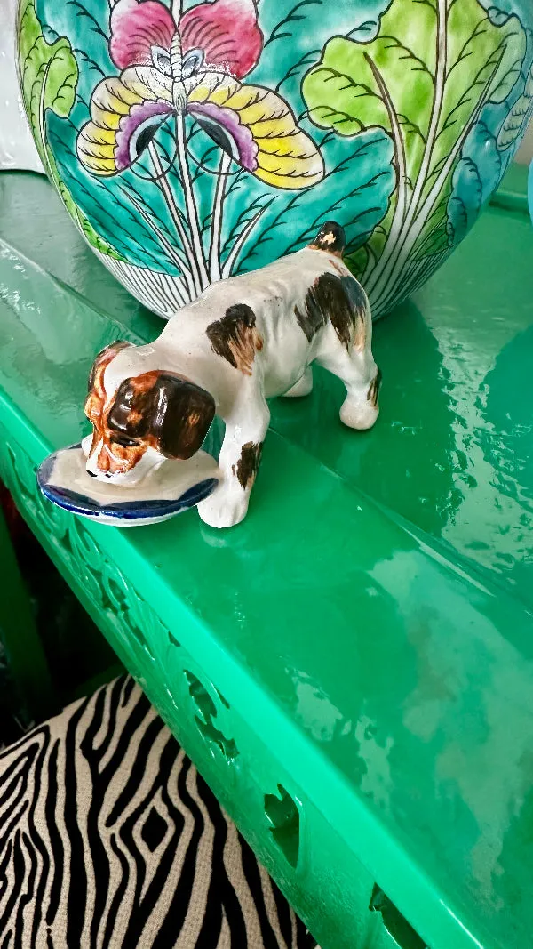 Vintage Dog Drinking Figurine, Occupied Japan