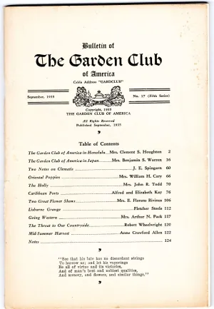 Vintage Garden Club of America Bulletin,  September 1935 No. 17