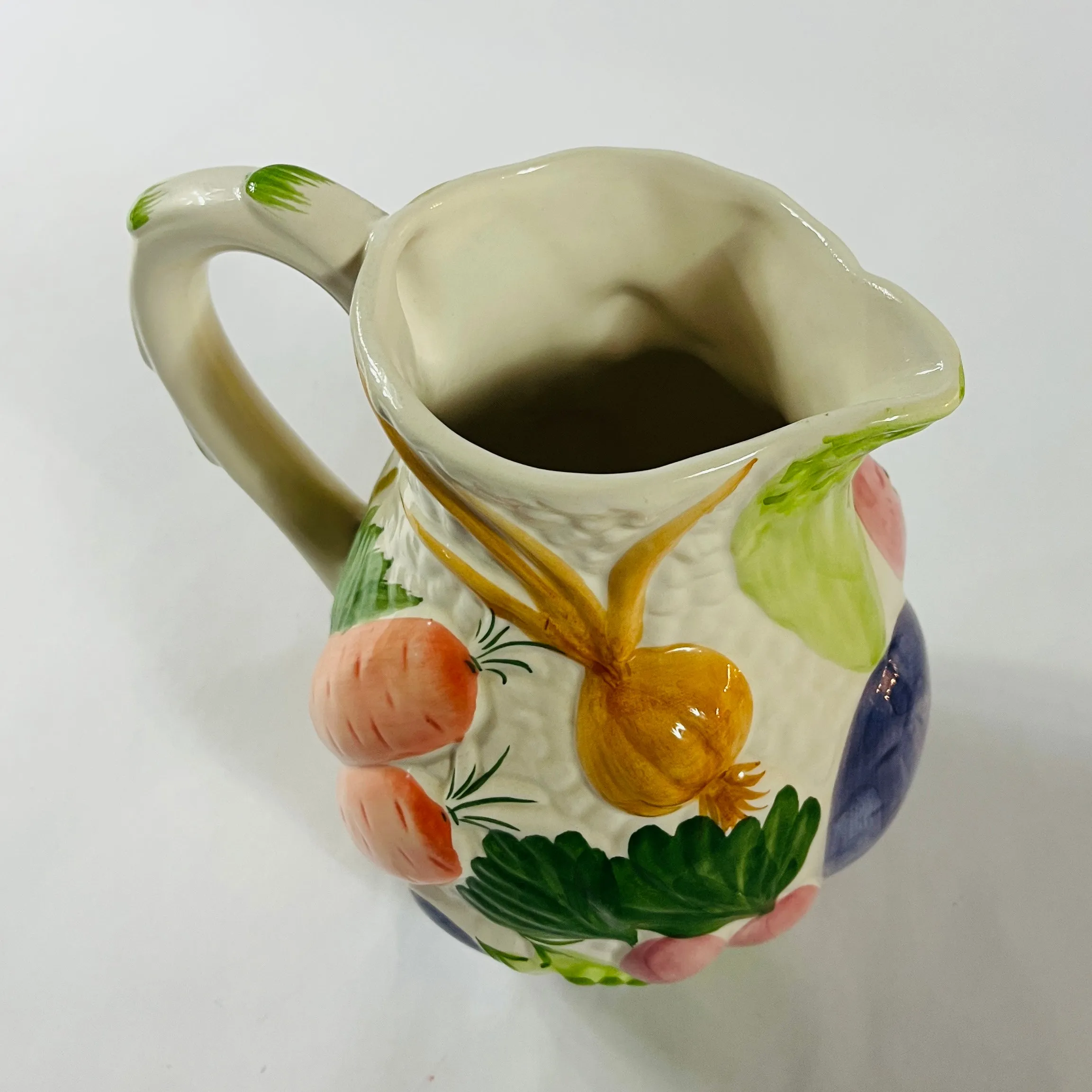 Vintage Garden Vegetables Ceramic Pitcher