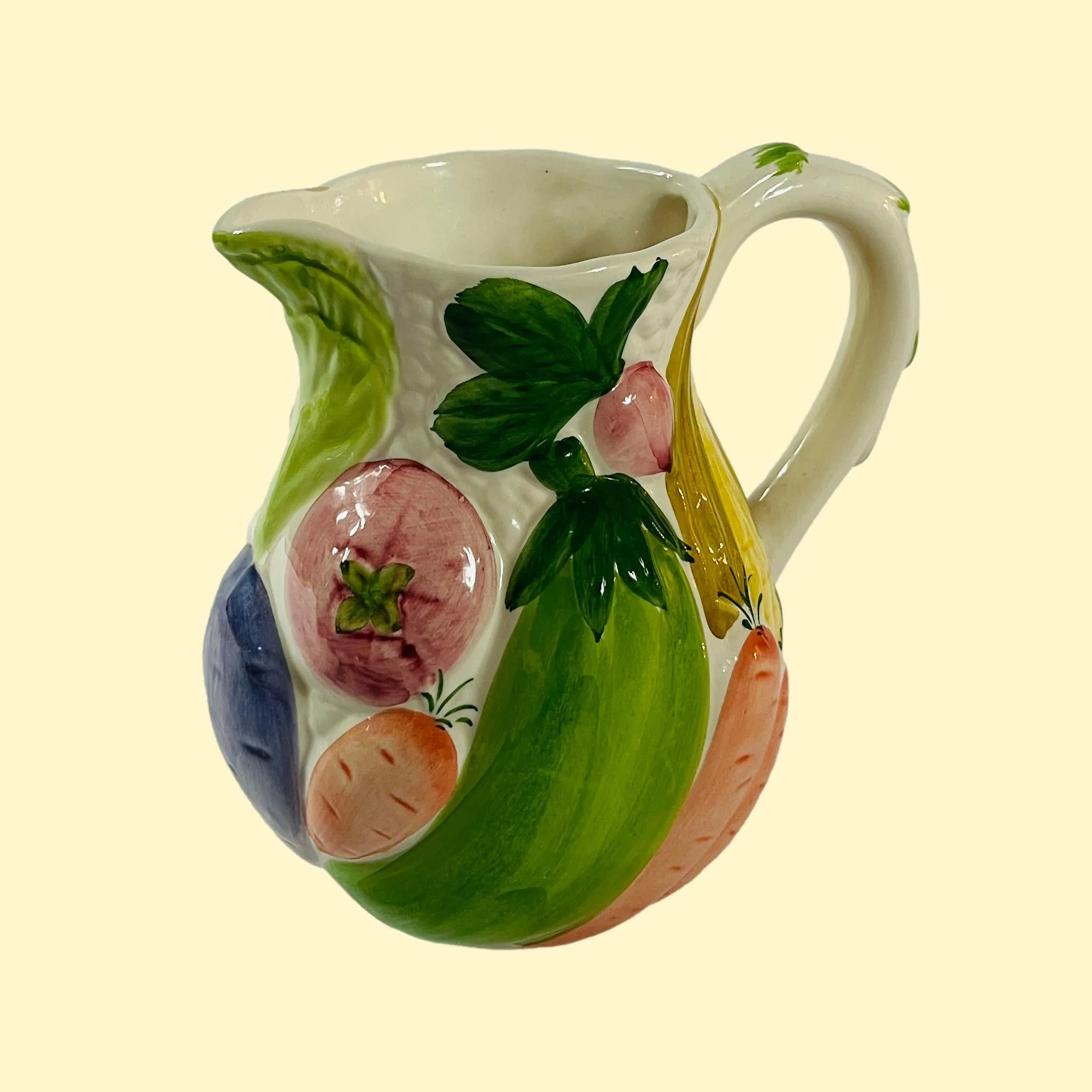 Vintage Garden Vegetables Ceramic Pitcher