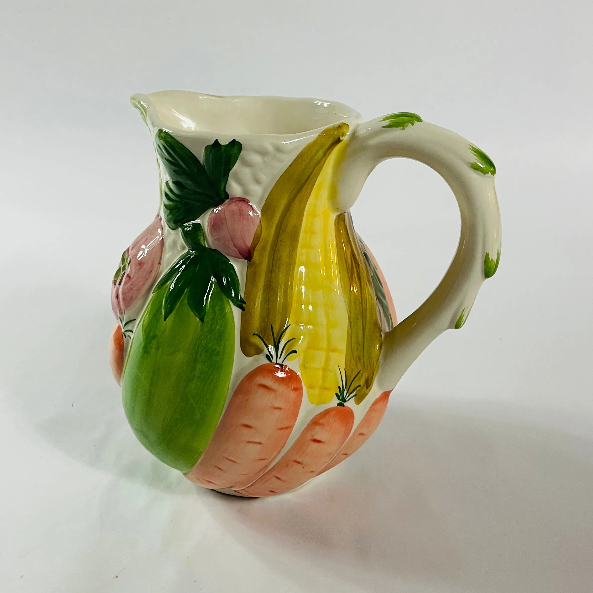 Vintage Garden Vegetables Ceramic Pitcher