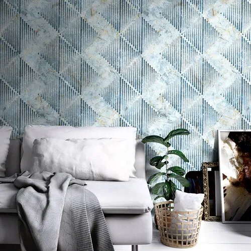 Vintage Green Geometric Lattice PVC Wallpaper Roll (5.3 ㎡)