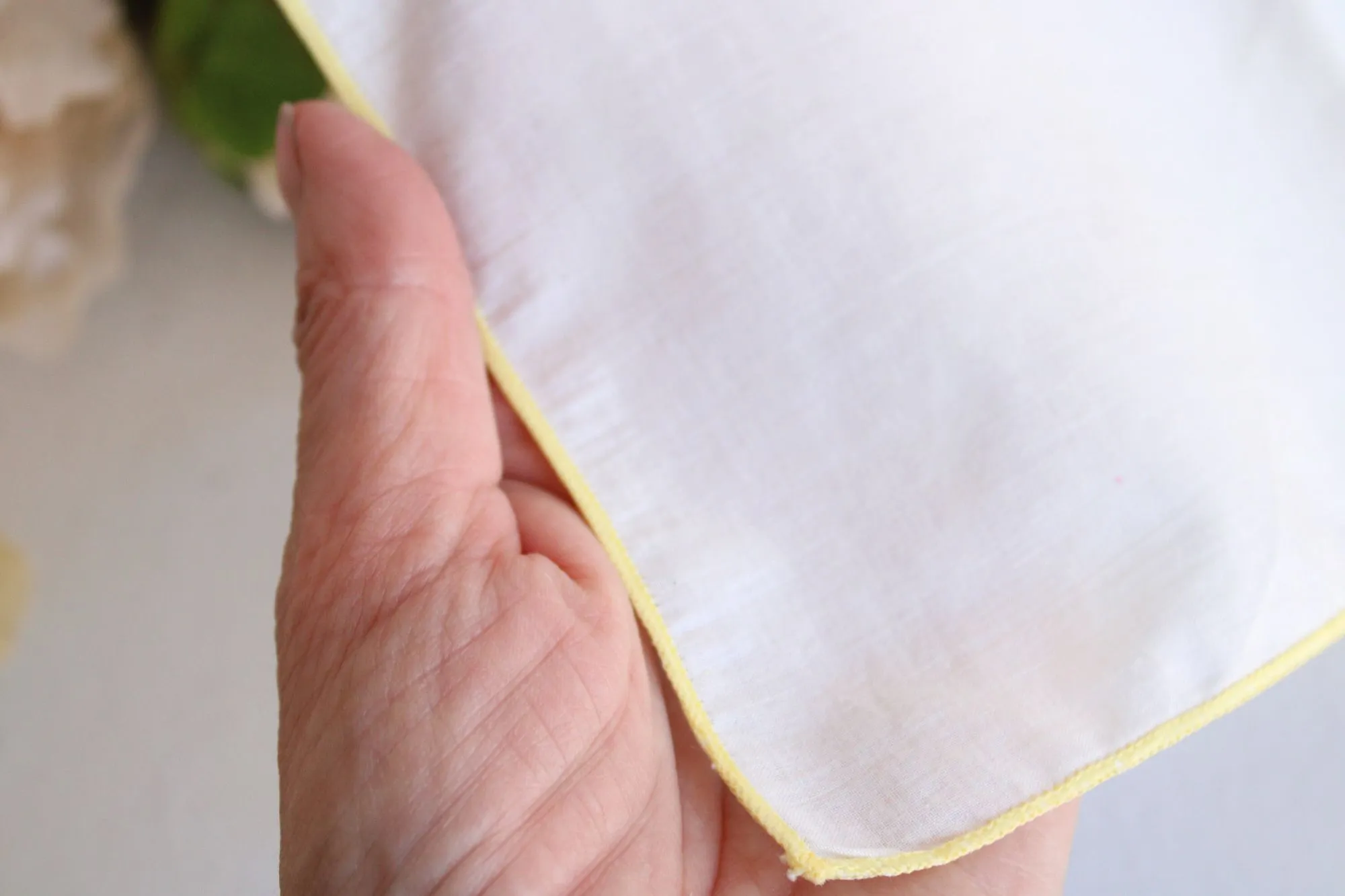 Vintage Handkerchief with Embroidered Yellow Flowers