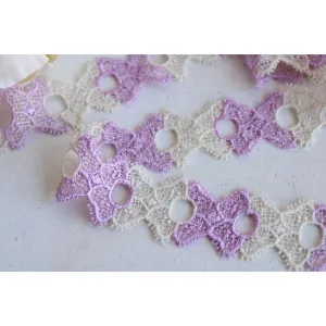 Vintage Ivory and Purple Trim, 2 Yards, 1.25" Wide