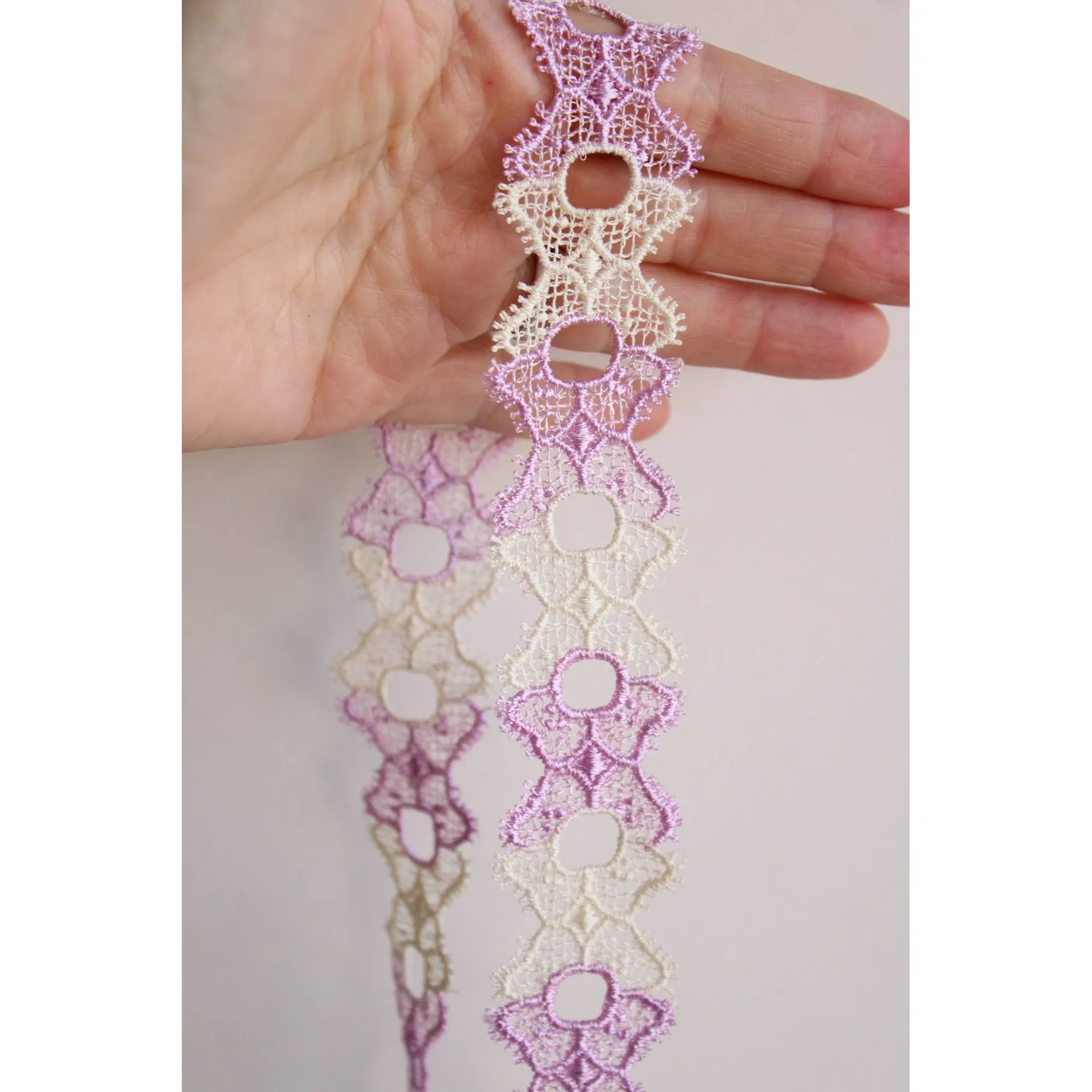 Vintage Ivory and Purple Trim, 2 Yards, 1.25" Wide