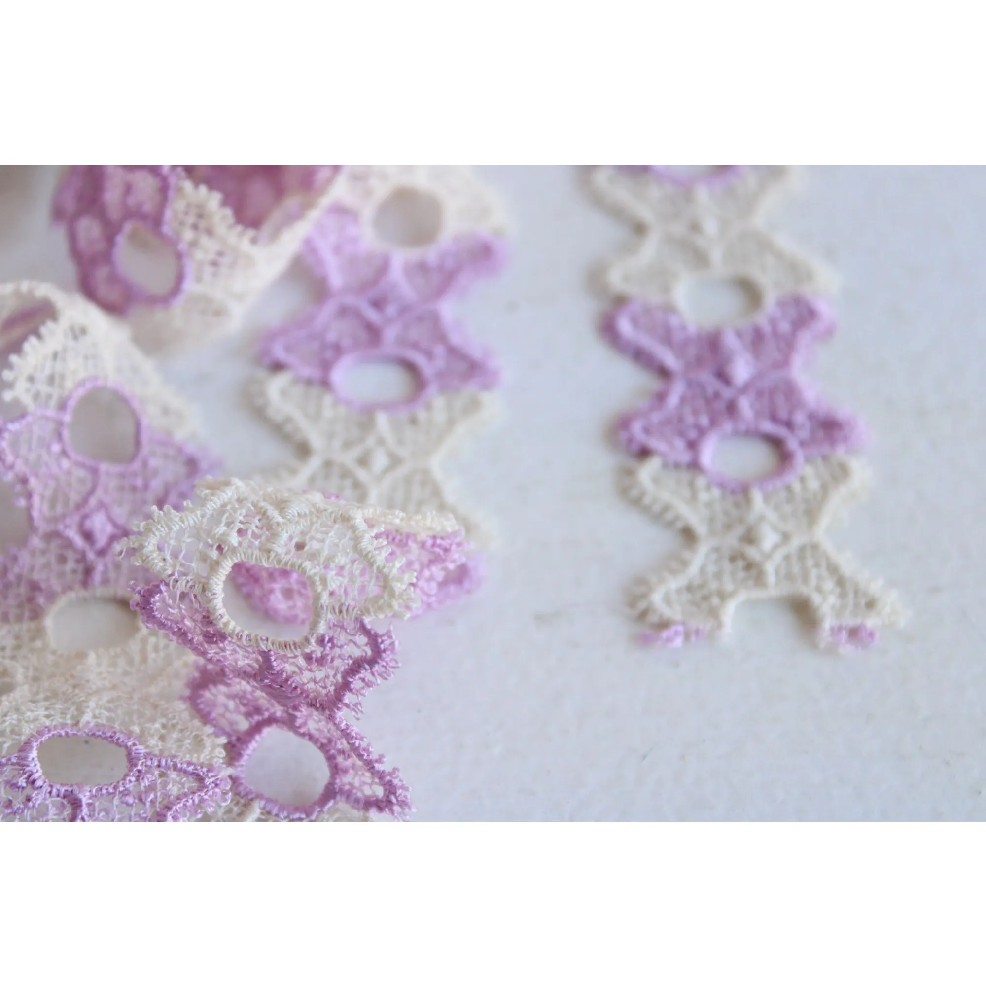 Vintage Ivory and Purple Trim, 2 Yards, 1.25" Wide