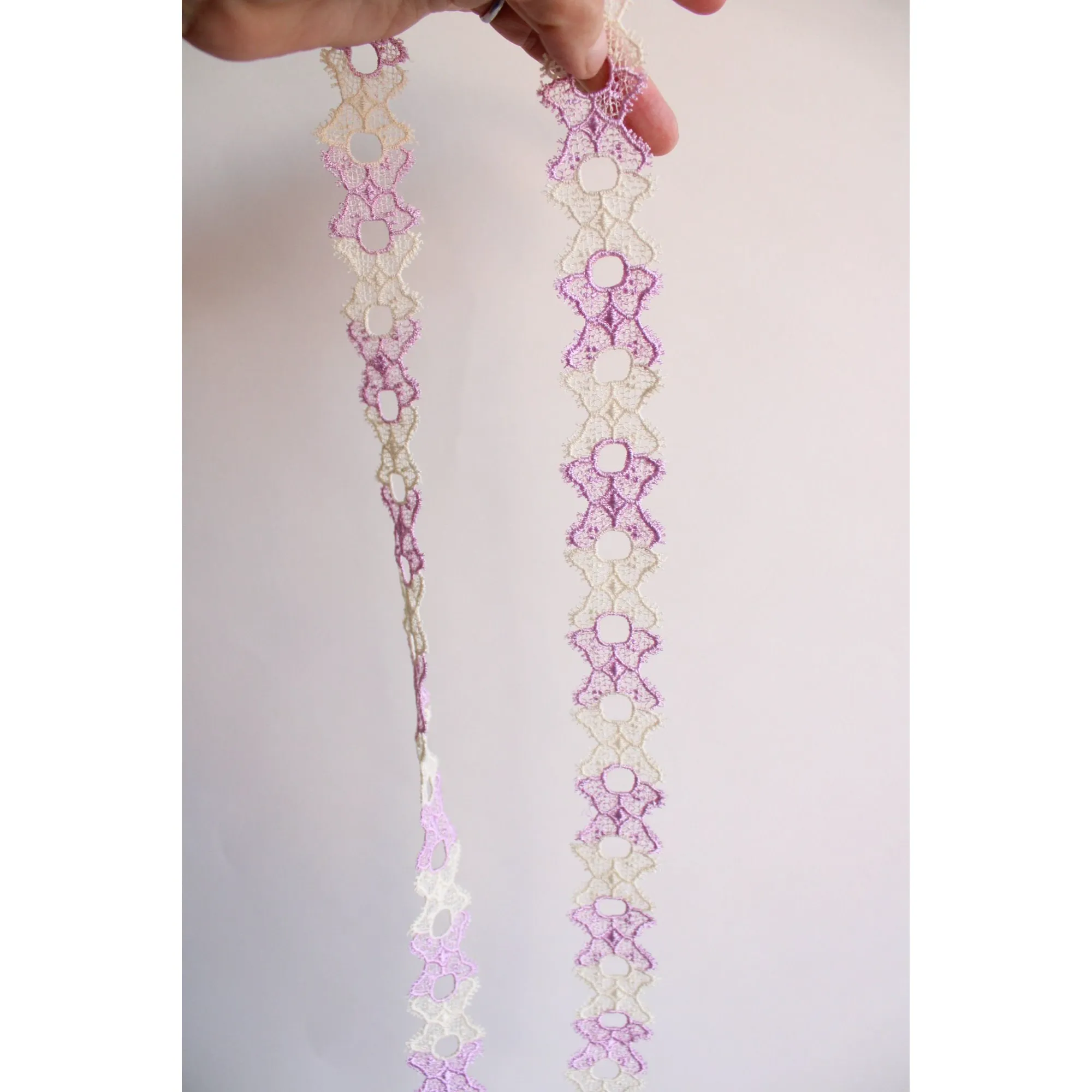 Vintage Ivory and Purple Trim, 2 Yards, 1.25" Wide