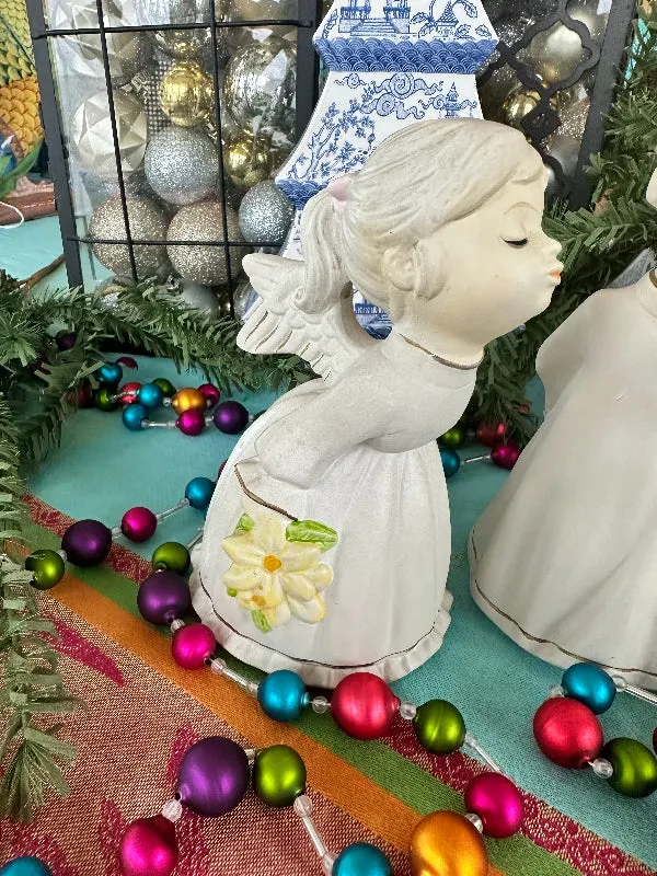 Vintage Kissing Angel Figurines, Boy and Girl