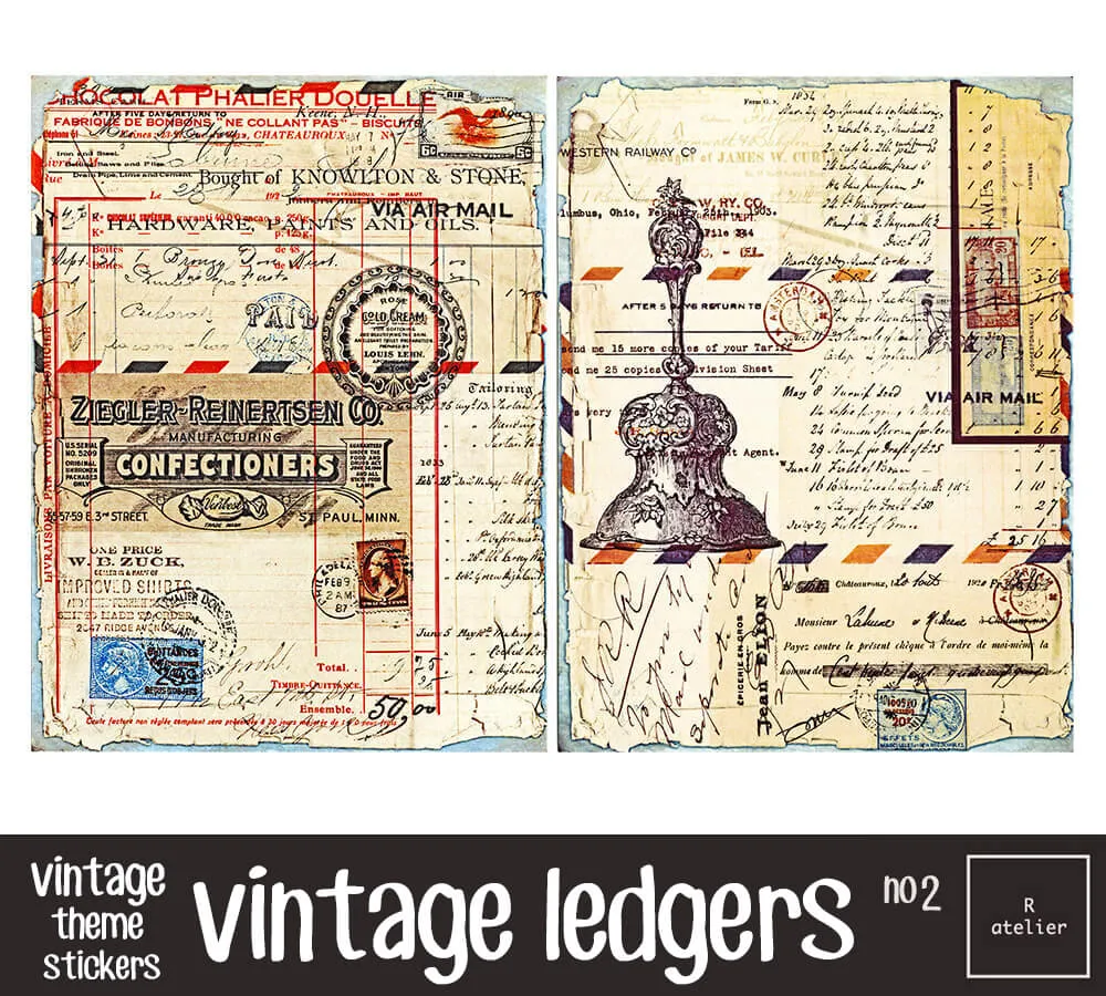 Vintage Ledgers Scrapbooking Washi Stickers
