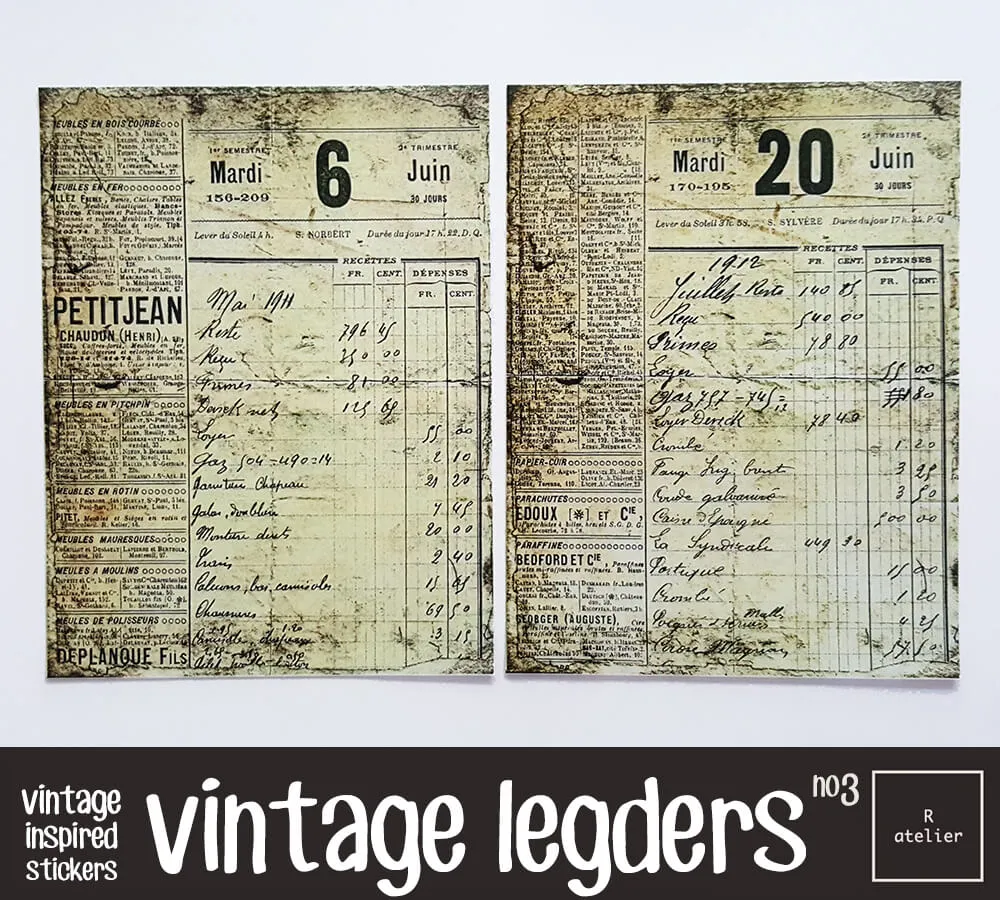 Vintage Ledgers Scrapbooking Washi Stickers