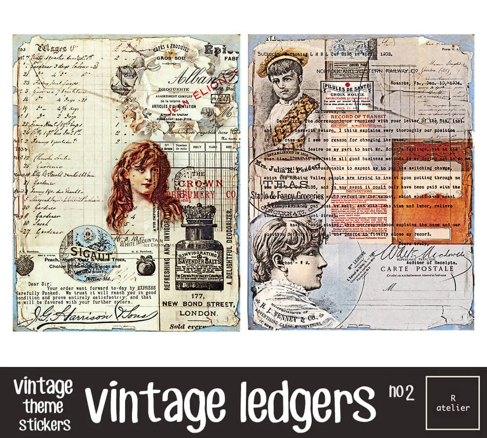 Vintage Ledgers Scrapbooking Washi Stickers