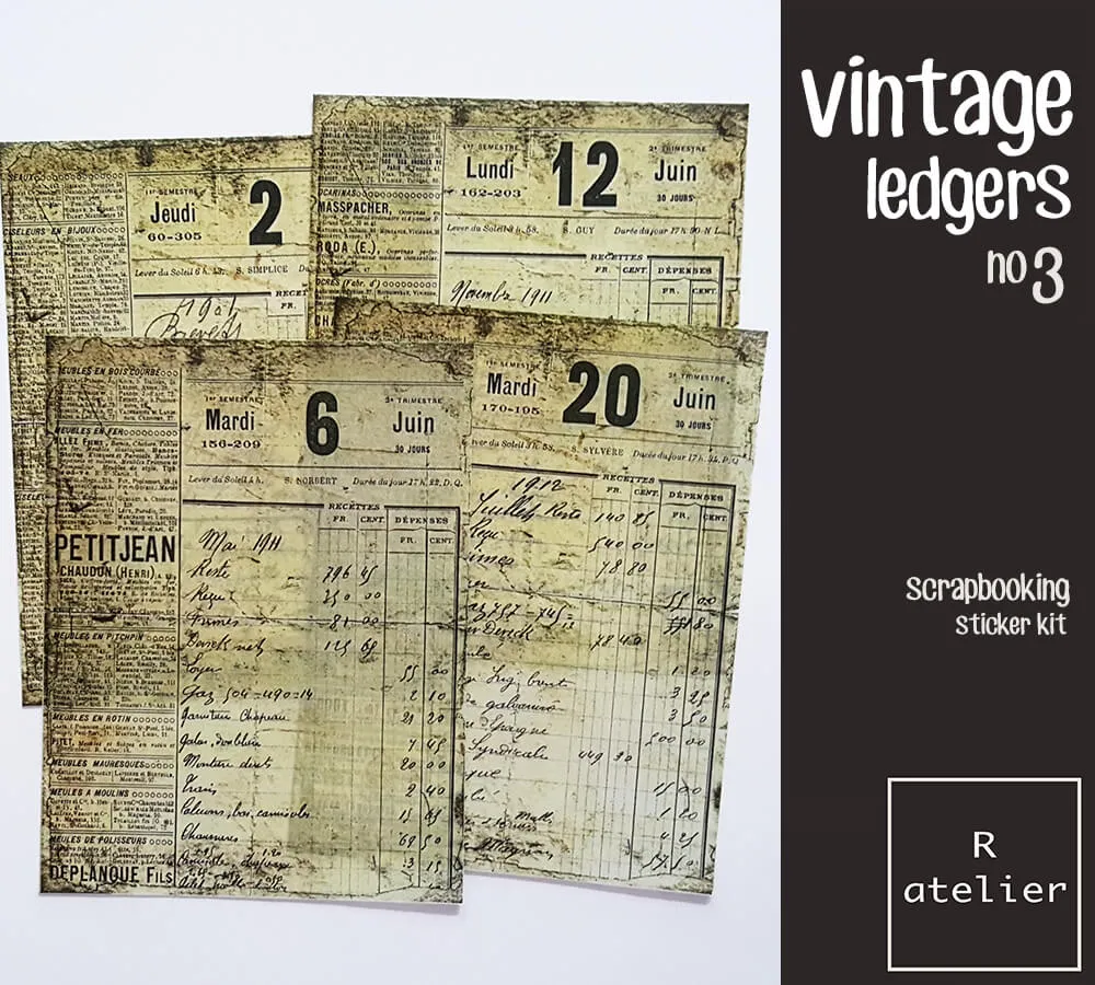 Vintage Ledgers Scrapbooking Washi Stickers