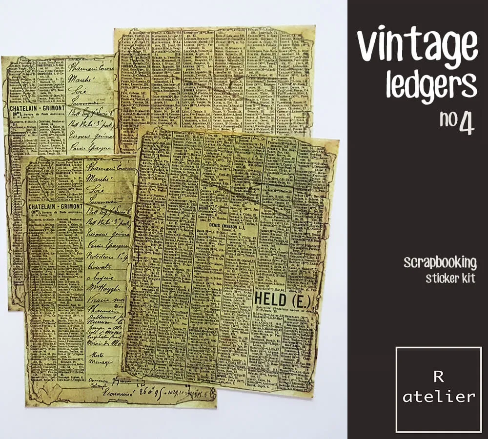 Vintage Ledgers Scrapbooking Washi Stickers