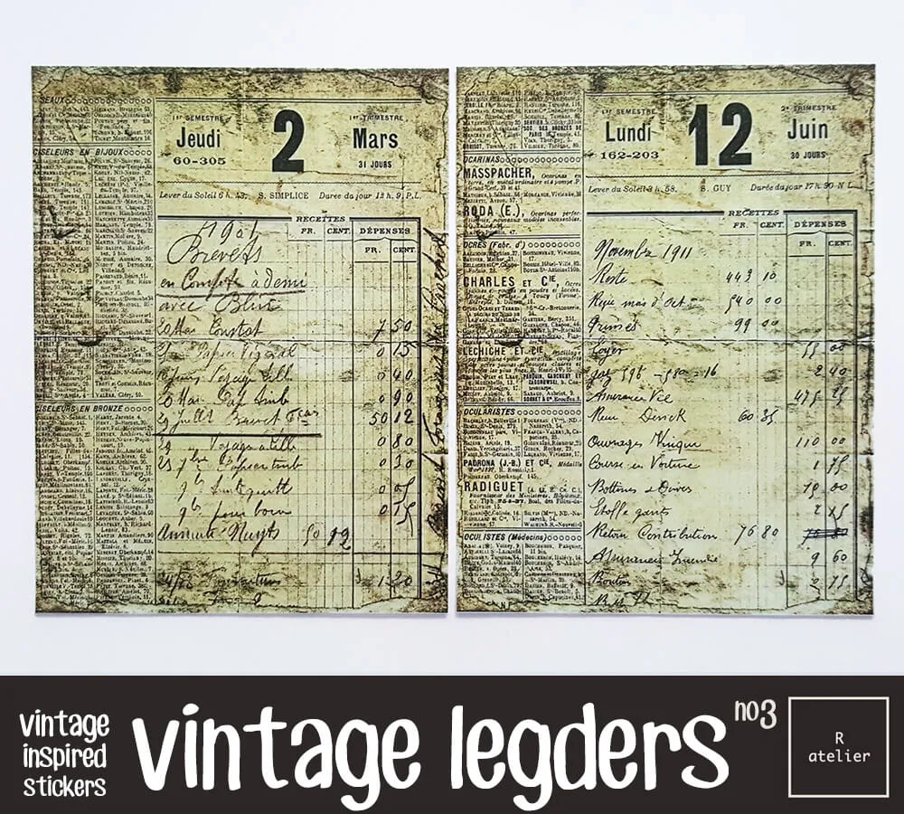 Vintage Ledgers Scrapbooking Washi Stickers