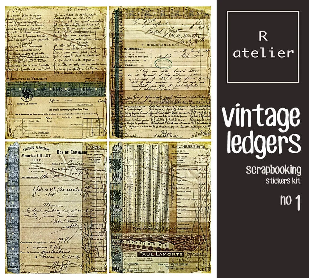 Vintage Ledgers Scrapbooking Washi Stickers
