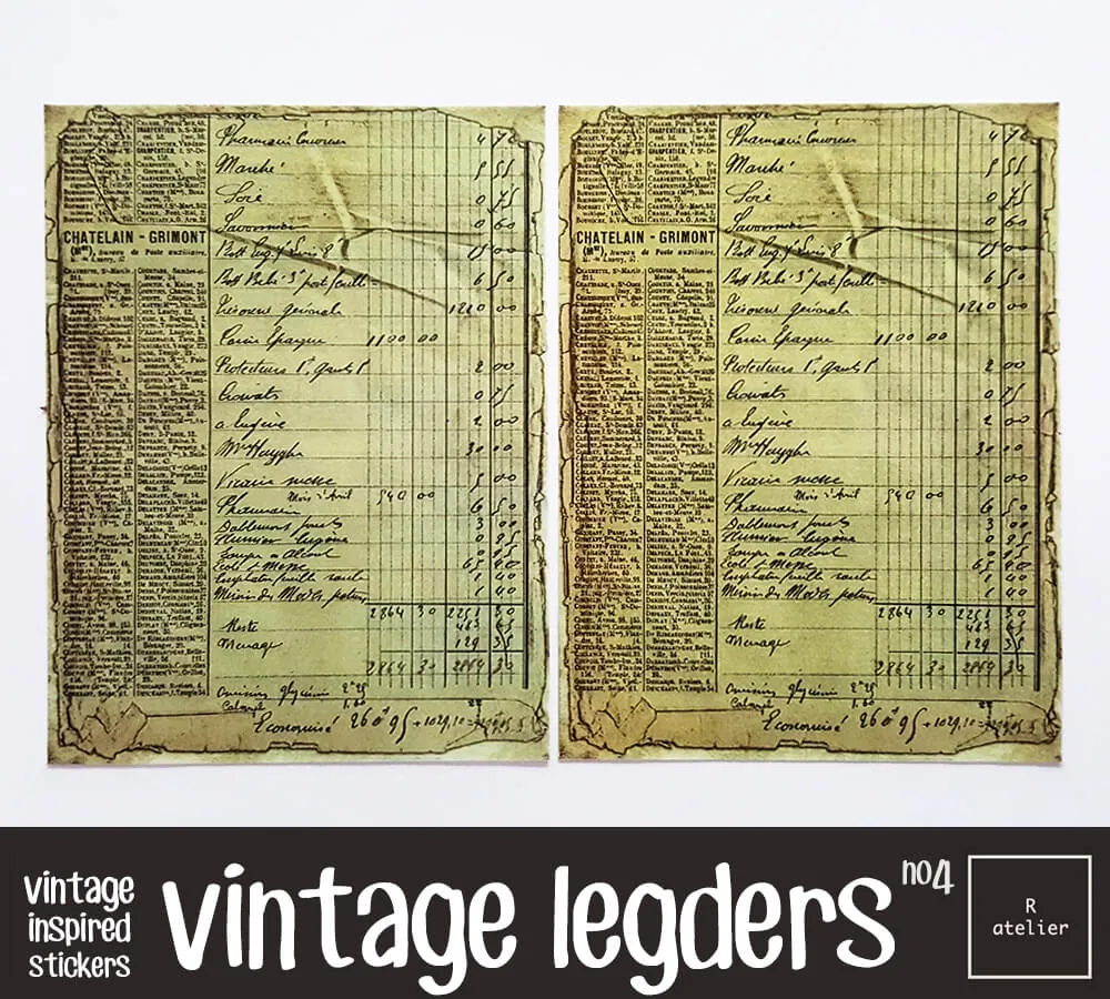 Vintage Ledgers Scrapbooking Washi Stickers