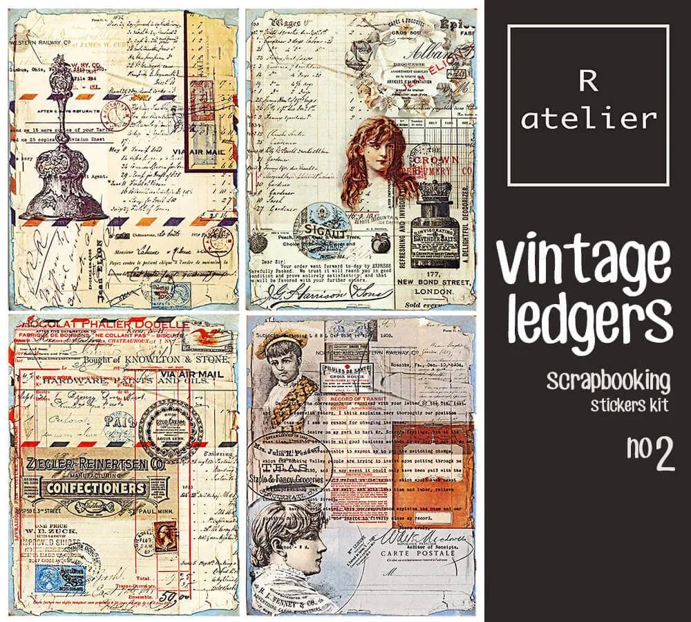 Vintage Ledgers Scrapbooking Washi Stickers