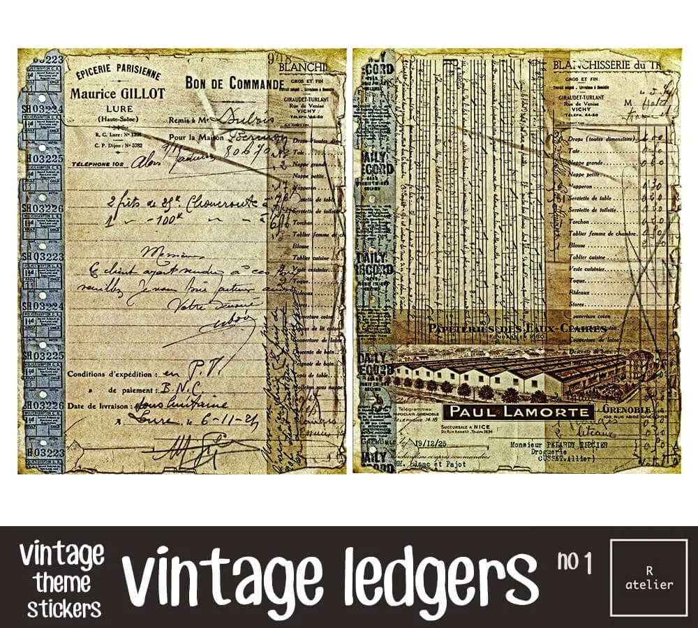 Vintage Ledgers Scrapbooking Washi Stickers