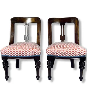Vintage Low Slung Indian-Style Chairs, Pair