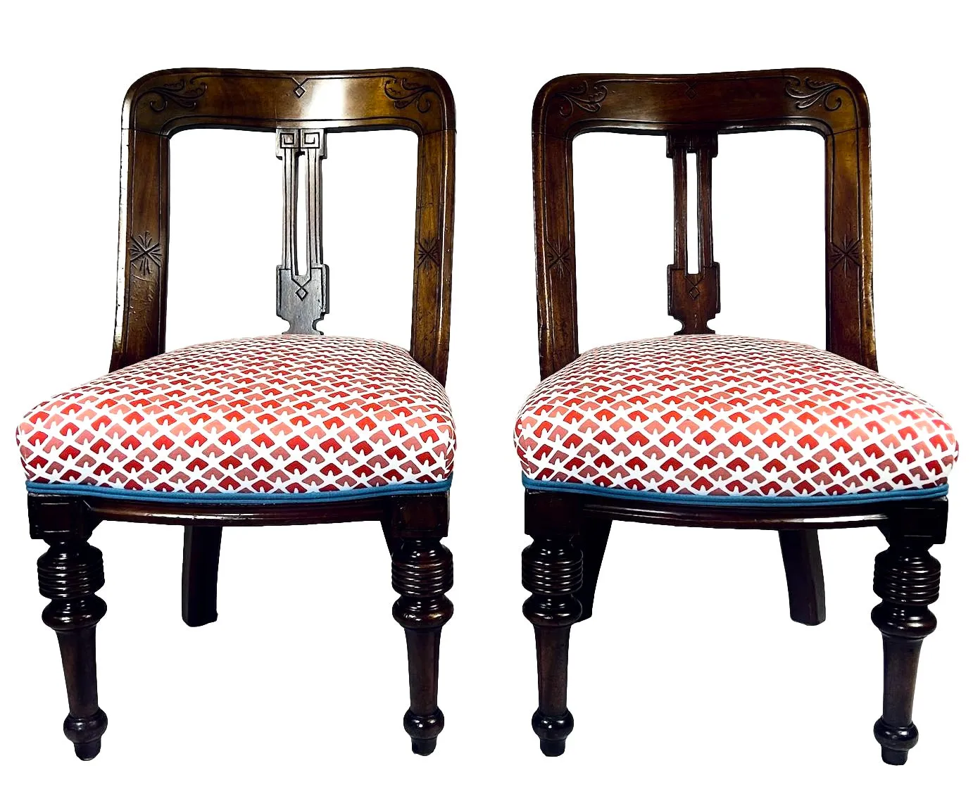Vintage Low Slung Indian-Style Chairs, Pair