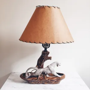 Vintage Midcentury Panther Lamp w/ Paper Shade
