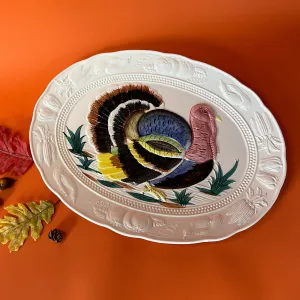 Vintage Oversized Oval Ceramic Turkey Serving Platter