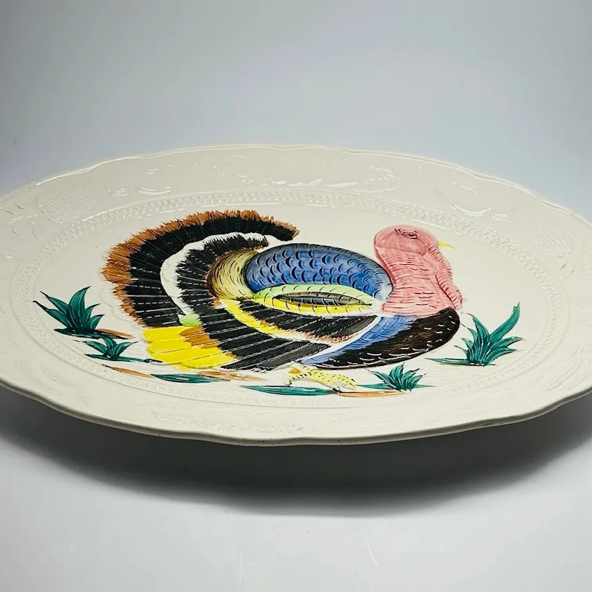 Vintage Oversized Oval Ceramic Turkey Serving Platter