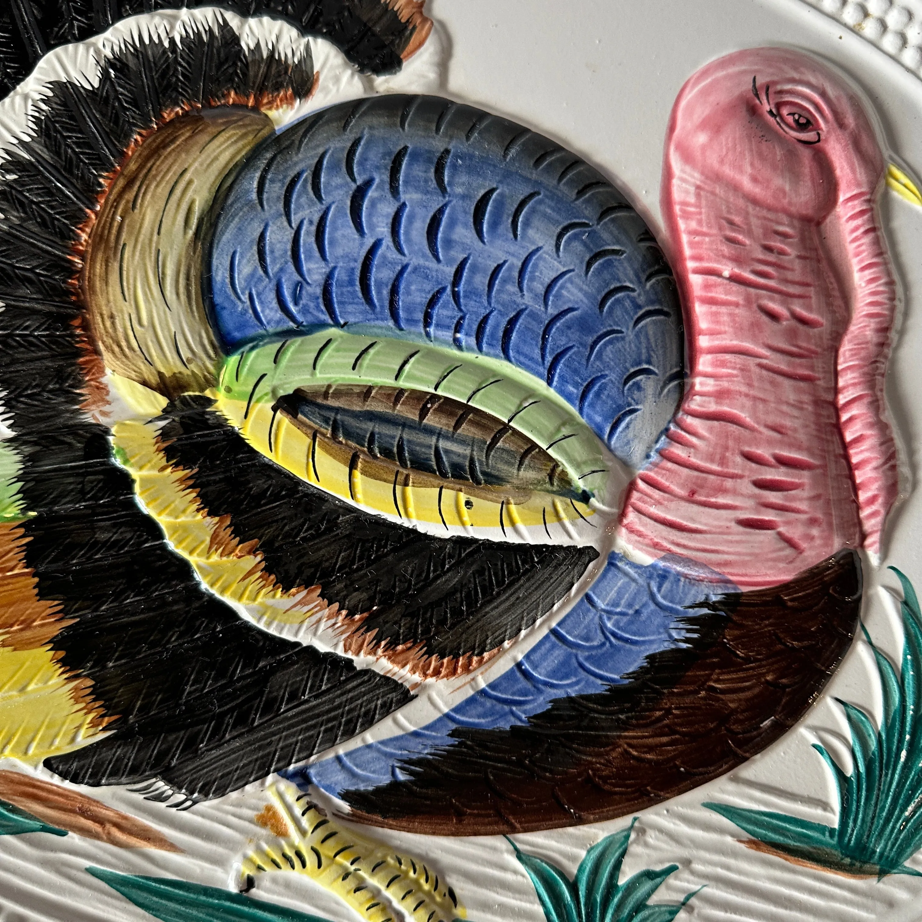 Vintage Oversized Oval Ceramic Turkey Serving Platter