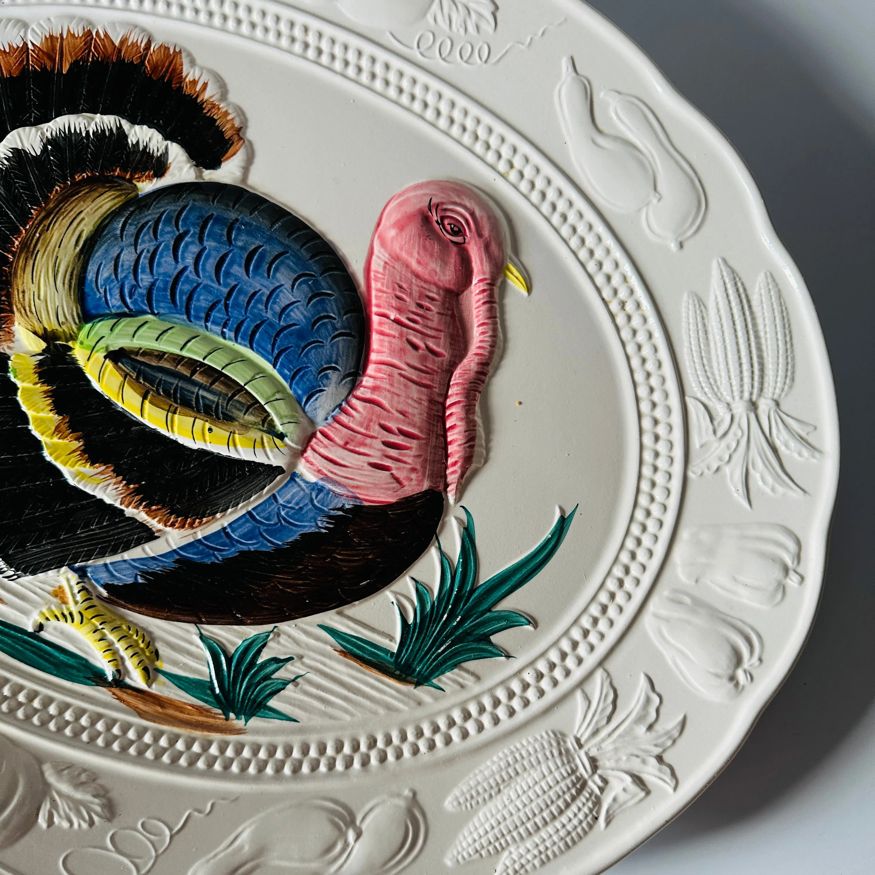 Vintage Oversized Oval Ceramic Turkey Serving Platter