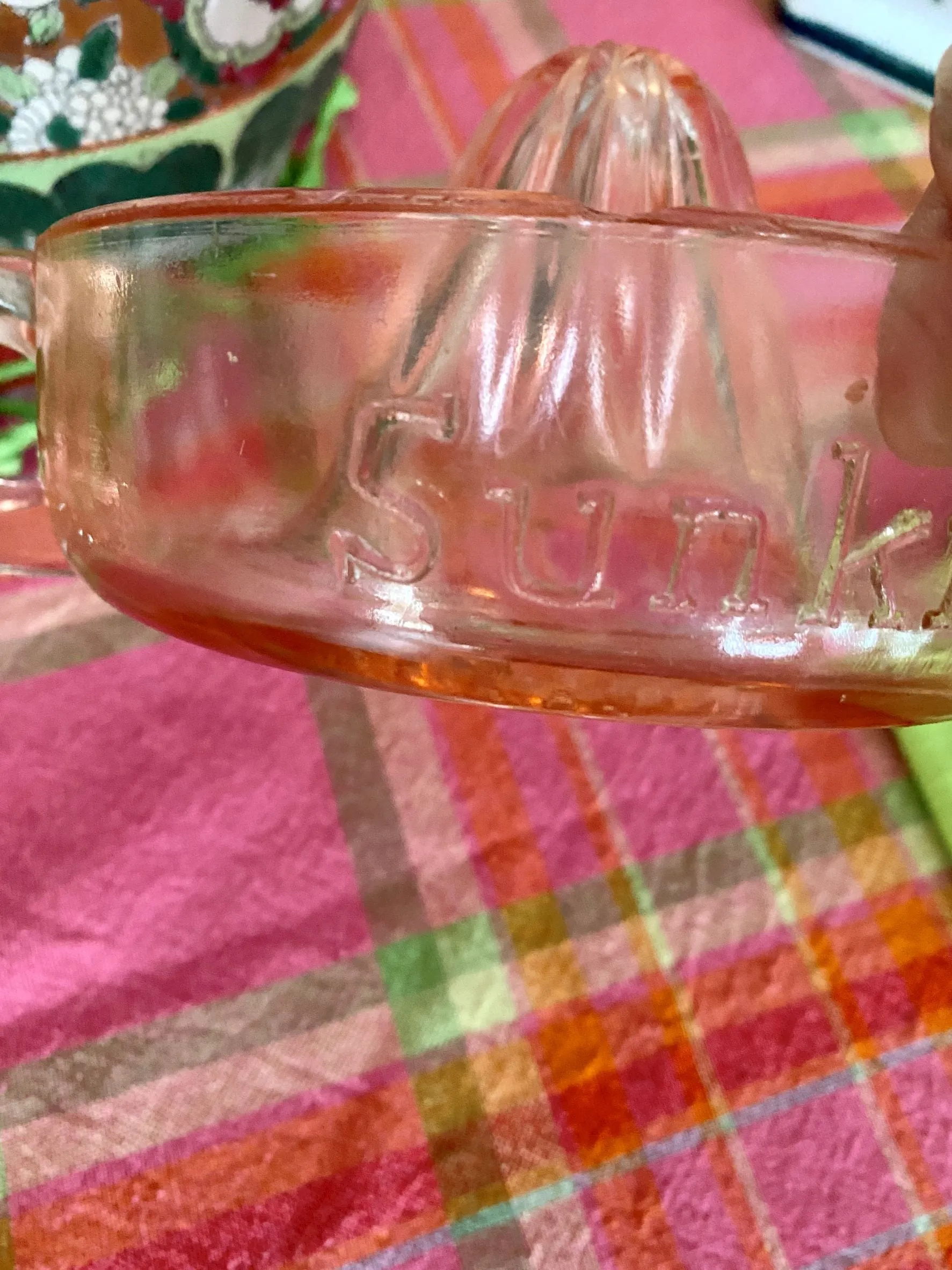 Vintage Pink Glass Sunkist Juicer