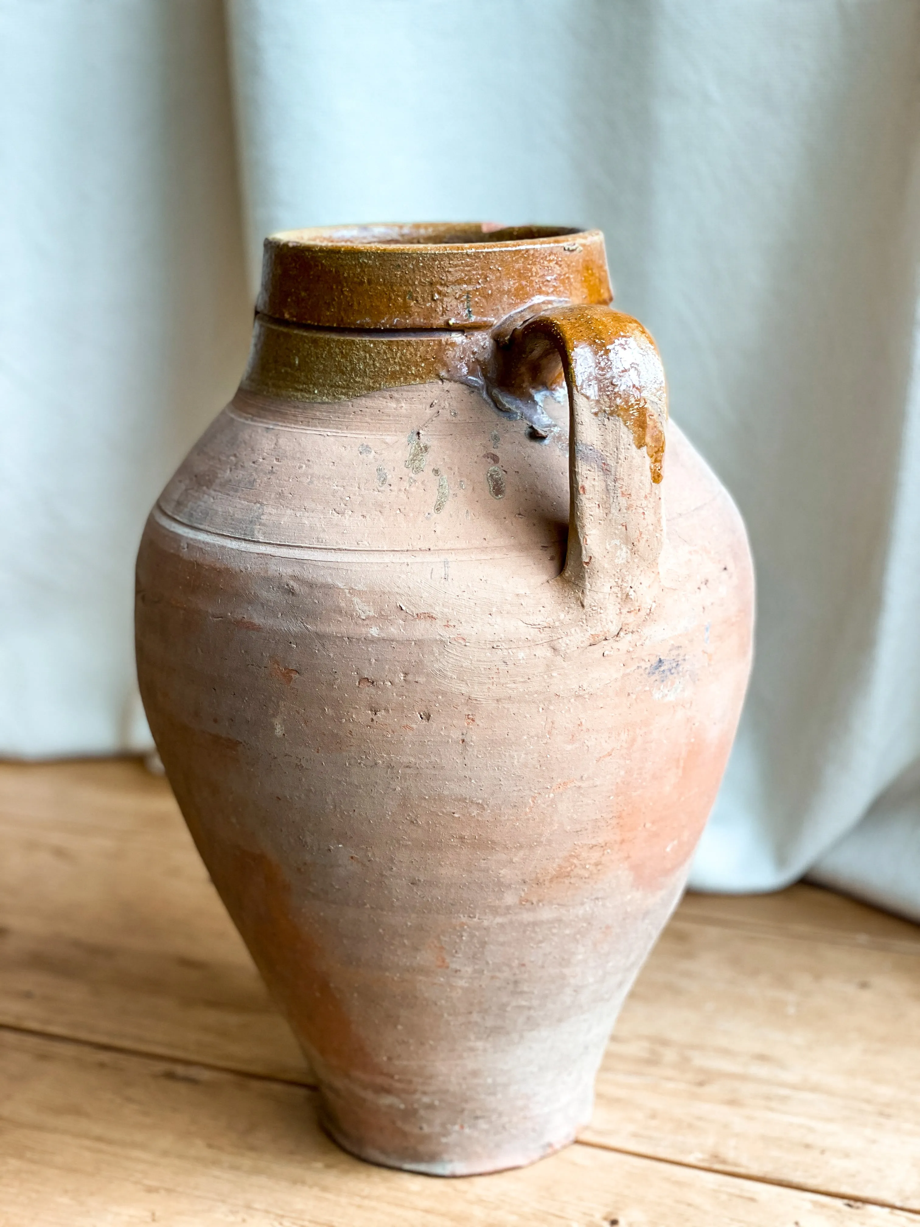 Vintage Terracotta Double Handle Jug (India)