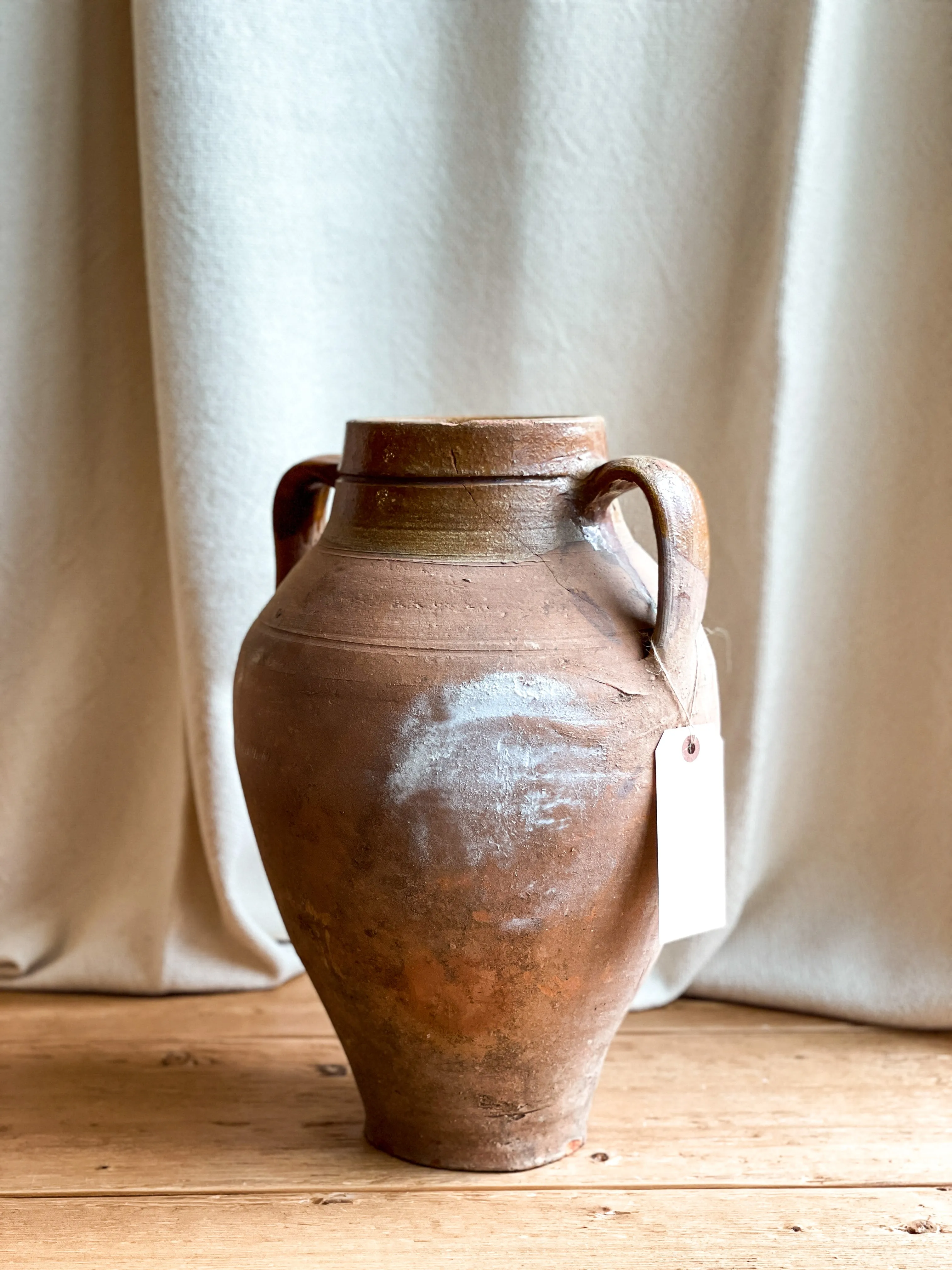 Vintage Terracotta Double Handle Jug (India)