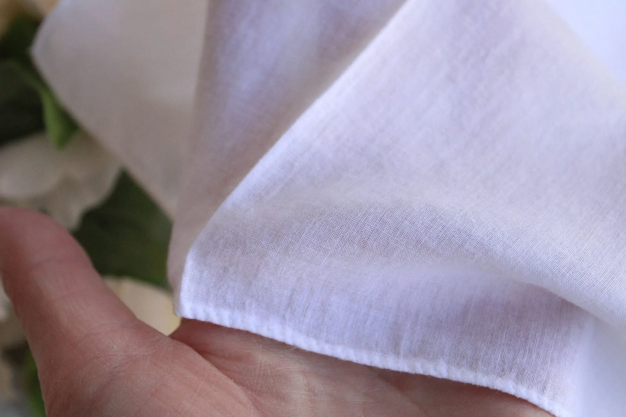 Vintage White Cotton Pink Flower Embroidered Hanky