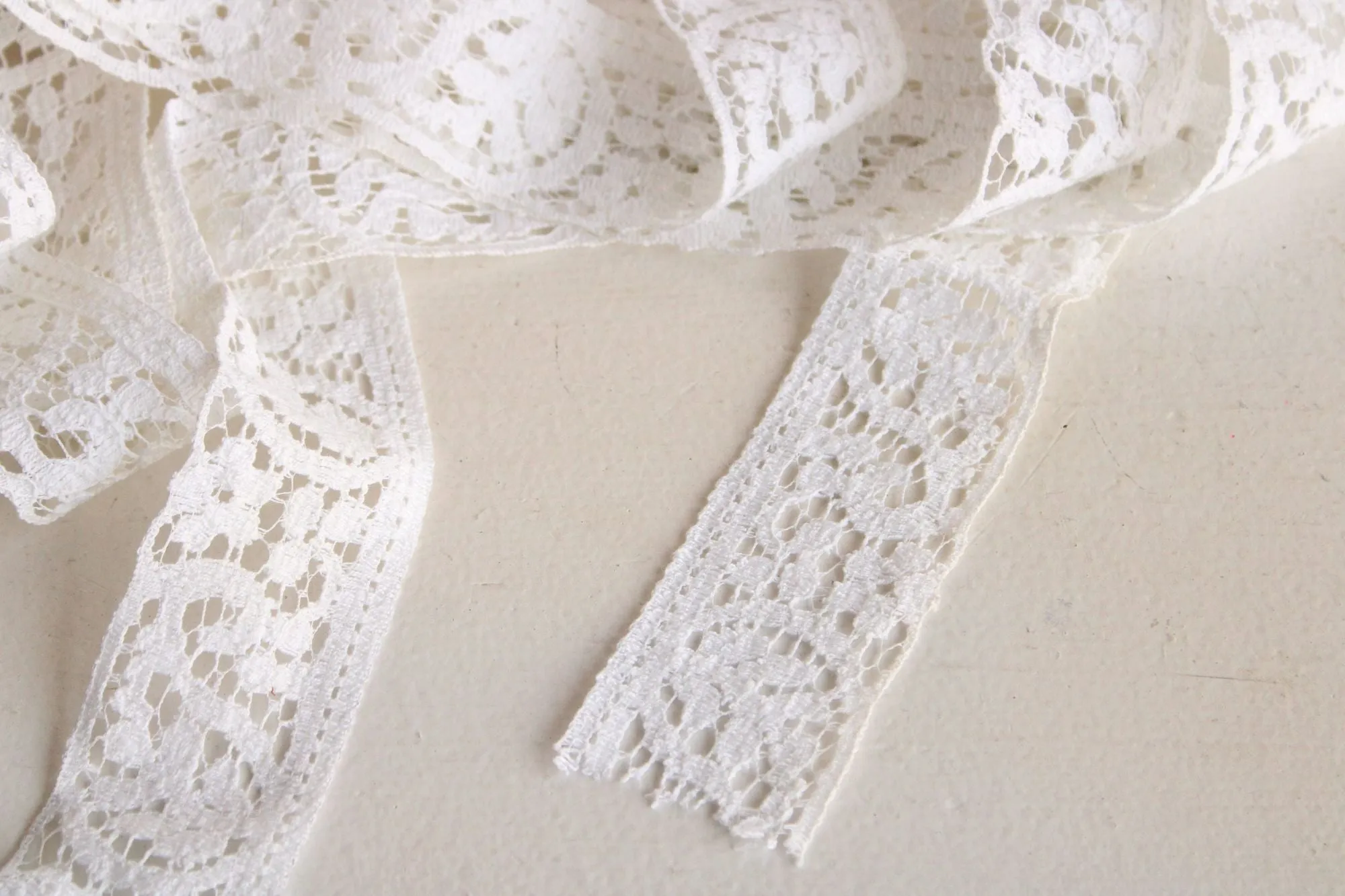 Vintage White Lace Trim 1.75", Paisley and Leaf Pattern, Two Yards