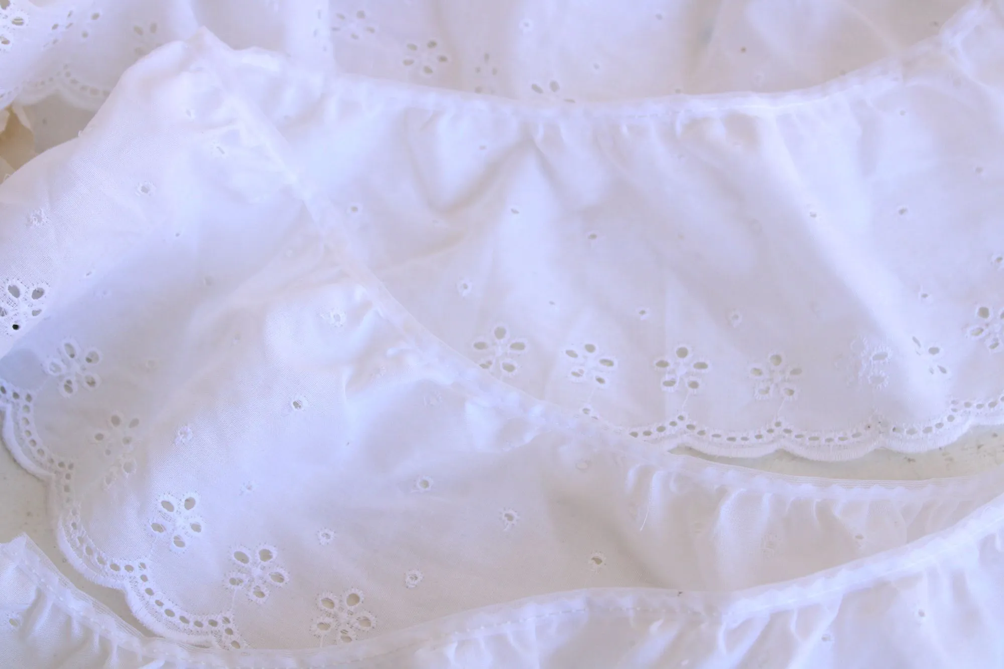 Vintage White Trim, Eyelet Ruffled Lace, 1 Yard plus 19 Inches,  4.75" wide