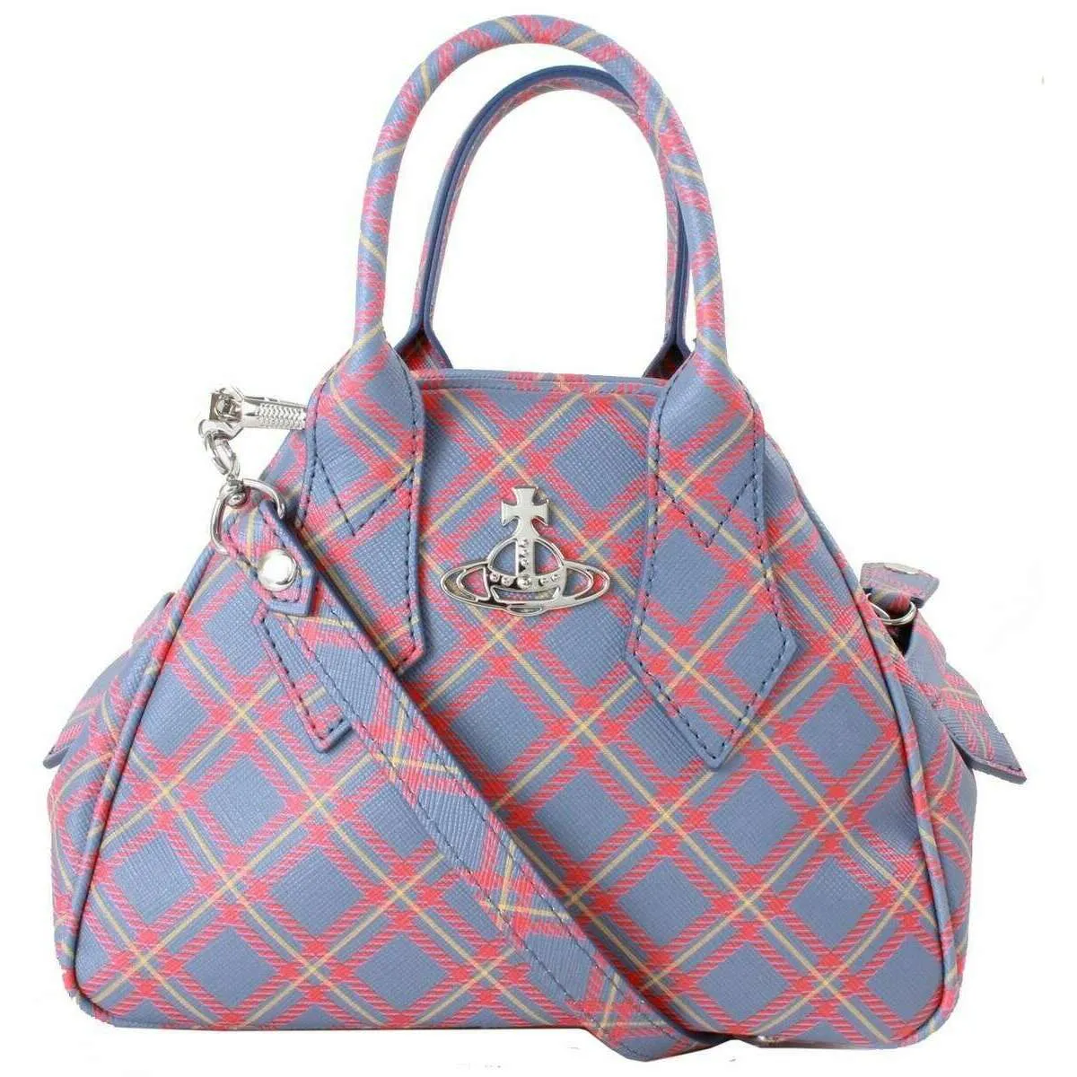 Vivienne Westwood Yasmin Saffiano Printed Tartan Small Bag - Blue/Orange