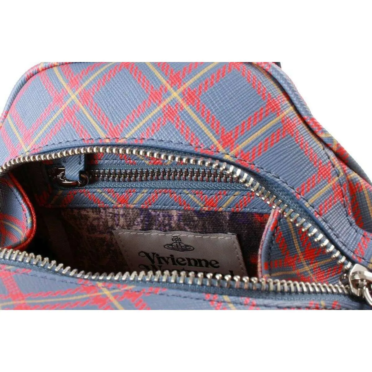 Vivienne Westwood Yasmin Saffiano Printed Tartan Small Bag - Blue/Orange